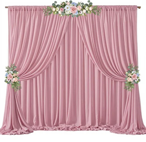 Miniatura 17 de Cortinas de fondo azul bebé de 10 pies x 10 pies, tela de gasa chiffon transparente sin arrugas, tela de fondo fotográfico drapeada para arco