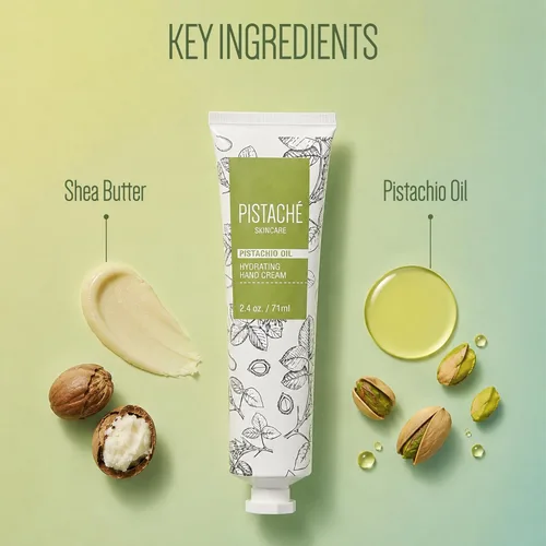 Miniatura 4 de Pistaché Skincare Crema de manos con aceite de pistacho Hidratante y nutritiva con vitamina E Hidratante de larga duración para manos, uñas