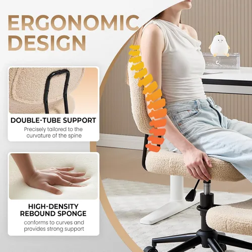 Miniatura 4 de Silla de oficina sin brazos cruzados para sentarse con patas cruzadas, silla de escritorio ergonómica de alta resistencia de 300 libras para TDAH