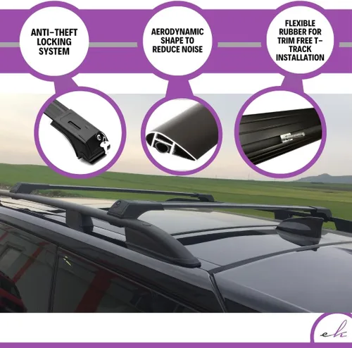 Miniatura 4 de ERKUL Barras transversales para portaequipajes para Porsche Cayenne 2003-2010 Barras transversales de aluminio con bloqueo antirrobo para el techo