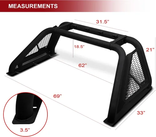 Miniatura 2 de Armordillo CRB Barra Antivuelco Rack de Persecución Para Camiones de Tamaño Completo de 1/2 Tonelada Soportes de Luz LED 04-24 F150 F-150 07-18