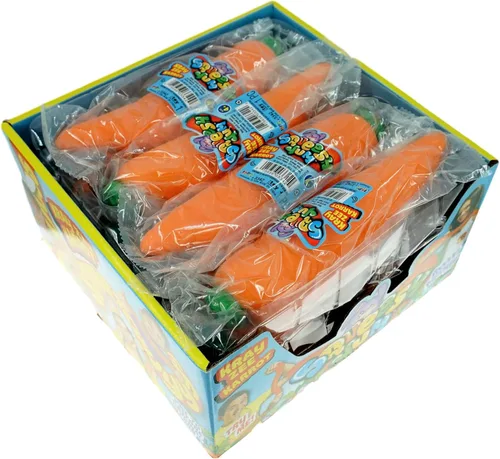 Miniatura 5 de JA-RU Squeesh Yum - Juguete elástico de zanahoria (1 unidad) – Juguete antiestrés relleno de arena, juguetes para ansiedad blandos