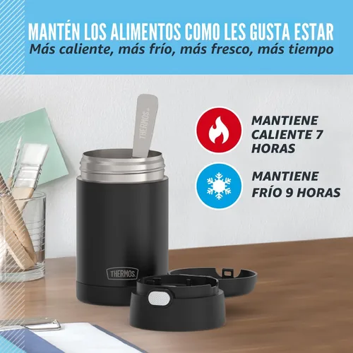 Miniatura 5 de THERMOS FUNTAINER - Tarro de alimentos aislado de 16 onzas, termo para alimentos apto para niños con cuchara plegable, color carbón mate
