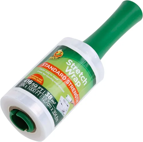 Envoltura elástica 284855 de la marca Duck con asa de control de tensión, 5 pulgadas x 1000 pies, 1 paquete