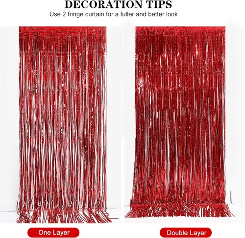 Miniatura 5 de Cortina metálica con franjas de aluminio de telón de fondo con 2 paquetes de cortinas, para fiesta láser, de 3 x 8 pies, de CYLMFC, para decoración
