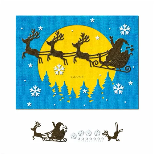 Troqueles de corte de metal de reno de Papá Noel para hacer tarjetas, kit de troqueles en relieve de papel, suministros de bolsillos de