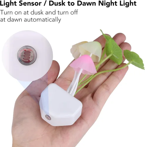 Miniatura 5 de Lámpara de noche con sensor LED Rienar, lámpara de ensueño en forma de hongo con cambio de color, enchufe LED
