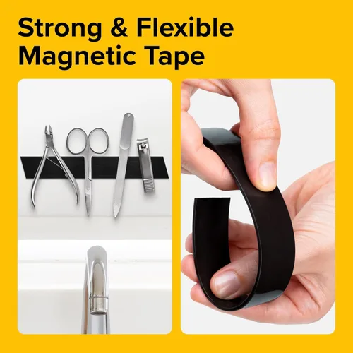 Miniatura 4 de Cinta magnética flexible (10 pies x 1 pulgada), tira magnética con fuerte autoadhesivo, rollo magnético ideal para manualidades y proyectos