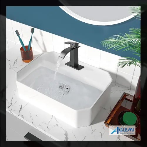 Miniatura 8 de Aolemi Grifo de baño de una sola manija, montaje en cubierta de 1 agujero, montaje en cubierta, lavabo mezclador de lavabo con placa de cubierta