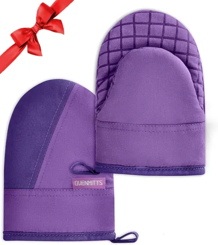 Miniatura 11 de Mini guantes para horno, guantes para horno de cocina, guantes de cocina de 500 grados resistentes al calor, superficie de silicona antideslizante