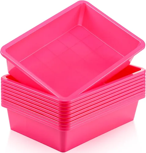 Miniatura 16 de Hoteam Bandeja organizadora de almacenamiento plana, bandeja de papel para aula, organizador de archivos apilable de plástico para escuela, oficina