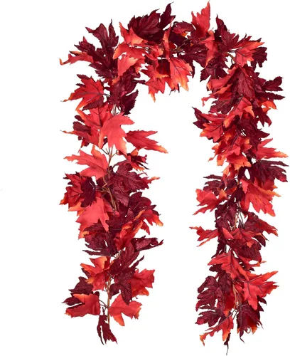 Miniatura 18 de DearHouse - Guirnalda de hojas de arce, 2 unidades, 5.9 pies la unidad, vid para colgar, guirnalda artificial para el otoño, ramaje para decorar