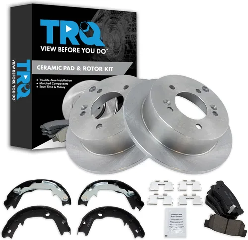 Miniatura 80 de TRQ Kit de pastillas de freno y rotor Posi trasero premium con zapatas de estacionamiento para camión GM SUV