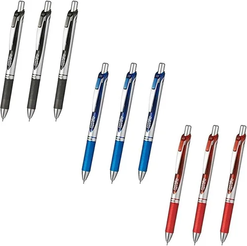 Pentel Energel Deluxe RTX - Bolígrafo de gel líquido retráctil, ultra micro punto de 0.011 pulgadas, línea fina, punta de aguja, tinta negra, azul,