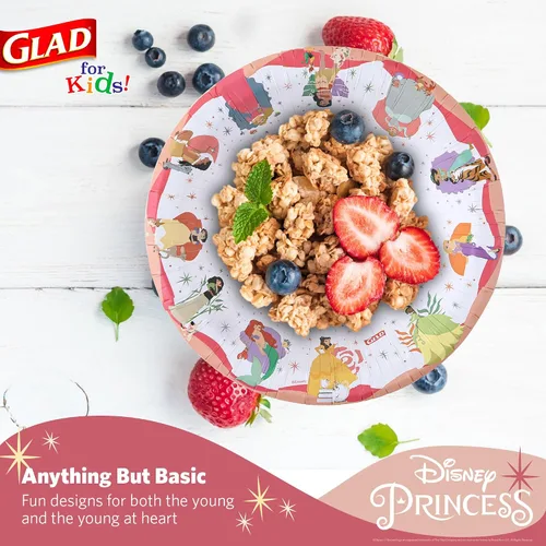 Miniatura 3 de Glad para Niños Cuencos de Papel para Aperitivos Disney Princess de 12 oz - La Magia Está en Todos Nosotros - Cuencos Desechables Duraderos