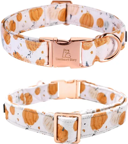 Miniatura 3 de Lionheart Glory Collar de perro ajustable y resistente para perros medianos - Collar de calabaza de otoño/Halloween A: Calabaza de Halloween