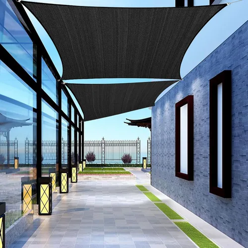 Toldo Vela de Sombra Rectangular de Tamaño Personalizado de 6' x 7' Negro para Patio Jardín Trasero Césped Jardín Actividades al Aire Libre Malla de