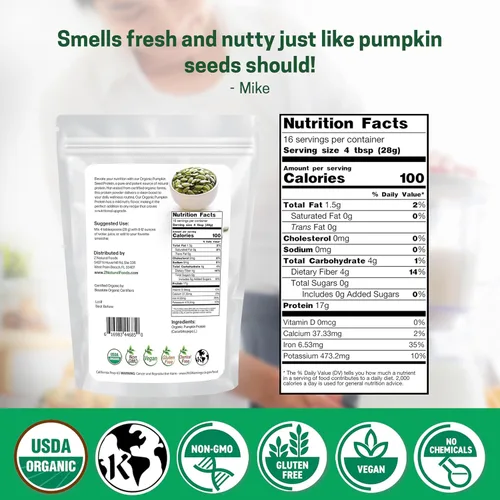 Miniatura 2 de Z Natural Foods Proteína de semilla de calabaza orgánica en polvo, suplemento de fibra densa en nutrientes, proteína de calabaza vegana en polvo