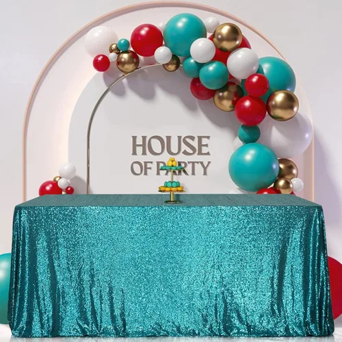 Miniatura 19 de SquarePie Mantel de lentejuelas de 60 x 102 pulgadas, azul bebé brillante, mantel de mesa para bodas y fiestas
