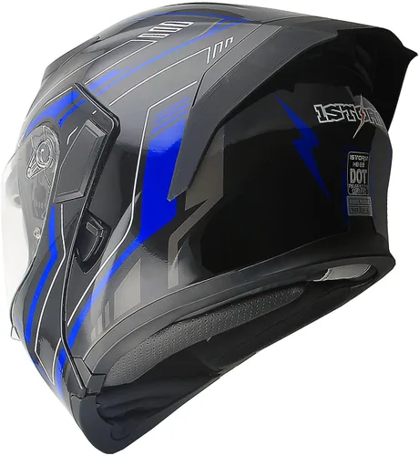 Miniatura 2 de 1Storm Casco modular de cara completa para motocicleta con doble visera abatible y protector solar: HB89 Flecha Azul