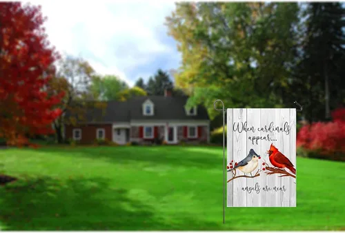 Miniatura 8 de Cardinals Appear - Bandera de jardín de 12 x 18 pulgadas, decoración de doble cara para el Día de los Caídos Cuando los Cardenales Aparecen Los