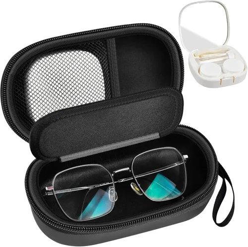 GWCASE Estuche Portátil 2 en 1 para Lentes de Contacto y Estuche para Gafas, Bolsa Estuche de Viaje para Lentes de Contacto con Kit de