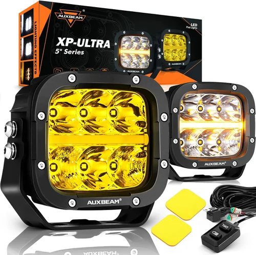 Miniatura 13 de Auxbeam Color Play Series - Luces LED Pod DRL Ámbar de 3" 100W Combo Spot Flood de Doble Color Señal de Giro Lámpara de Conducción Antiniebla Cubo