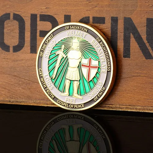 Miniatura 3 de Ponte la moneda de desafío de armadura completa de Dios, moneda conmemorativa de oración medallón coleccionable
