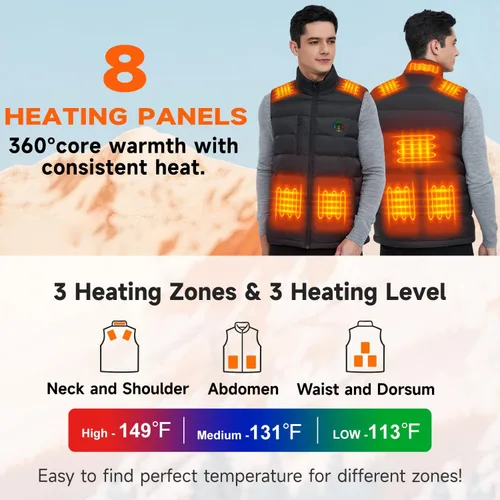 Miniatura 2 de KOVNLO Chaleco térmico para hombre con batería incluida, forro polar suave, chaqueta térmica eléctrica inteligente y ligera