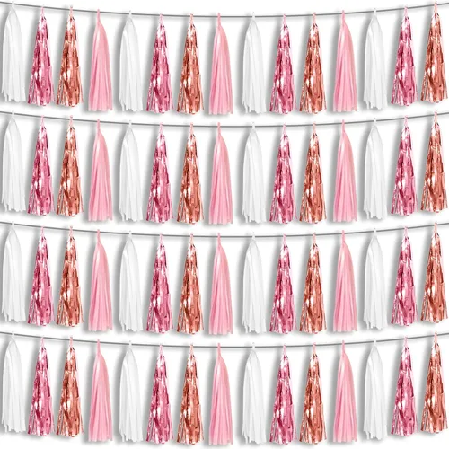 Miniatura 5 de 4P Guirnalda de Borla de Flecos de Aluminio Metálico Negro para Flotas de Desfile, Despedida de Soltera, Boda, Cumpleaños, Halloween, Navidad