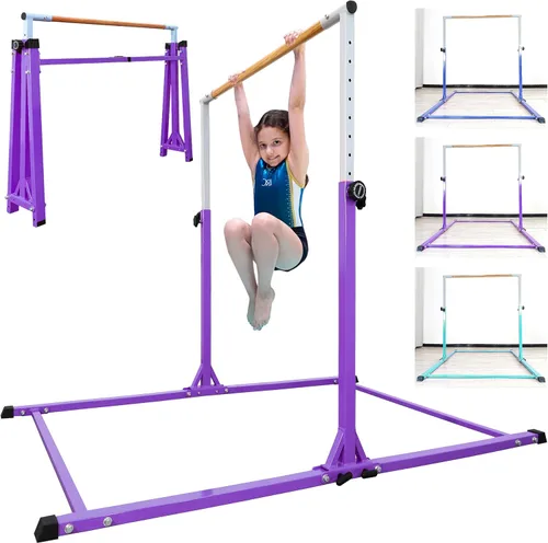 Miniatura 15 de Seliyoo - Barra de gimnasia plegable para niños de 3 a 20 años, barra horizontal de 5 pies/6 pies de largo, altura ajustable, barra de entrenamiento