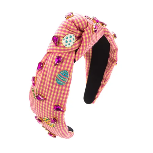 Diadema de Pascua para mujeres y niñas, diadema de huevos de Pascua con diamantes de imitación, diadema de moda a cuadros, diadema de fiesta de