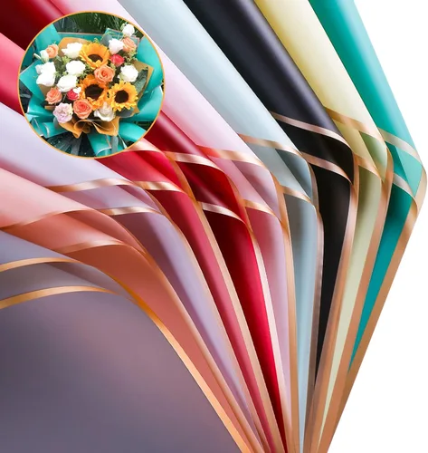 FUSHENMU 20 hojas de papel de regalo de flores, ramo de flores, impermeable, suministros de ramo de papel para manualidades, envoltura de flores,