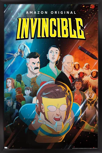 Trends International Invincible - Póster de pared de una hoja, 22.4 pulgadas de largo x 14.7 pulgadas, versión enmarcada en negro Versión con marco