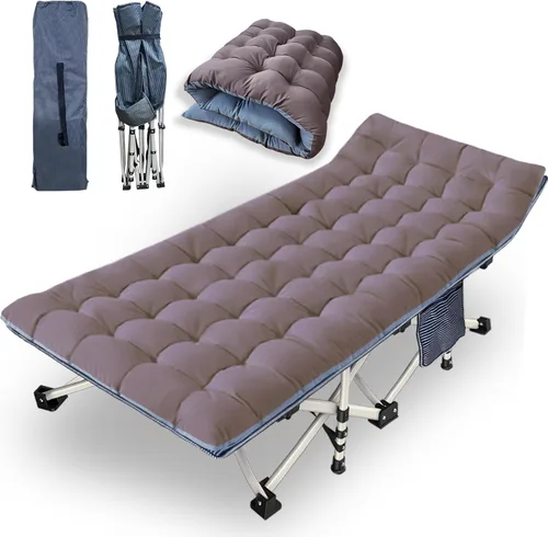 Miniatura 9 de Catre de camping con colchón, cómodo y resistente, soporta hasta 450 libras, catres para dormir, cama de campamento, catre plegable con bolsa