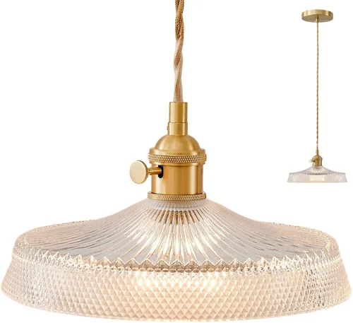 Miniatura 10 de Lámpara colgante, 9.8 pulgadas, luces colgantes para isla de cocina, cable trenzado, lámpara colgante de flores, lámpara colgante vintage, lámpara