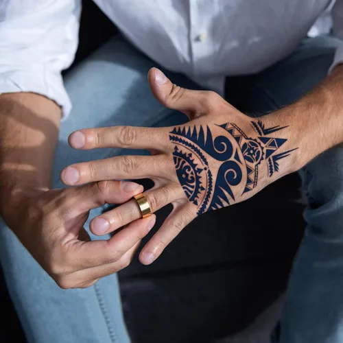 Miniatura 4 de 10 tatuajes vikingos celtas nórdicos para la parte posterior de las manos y los antebrazos, tatuajes tribales de Bule para la cara, fiesta vikinga