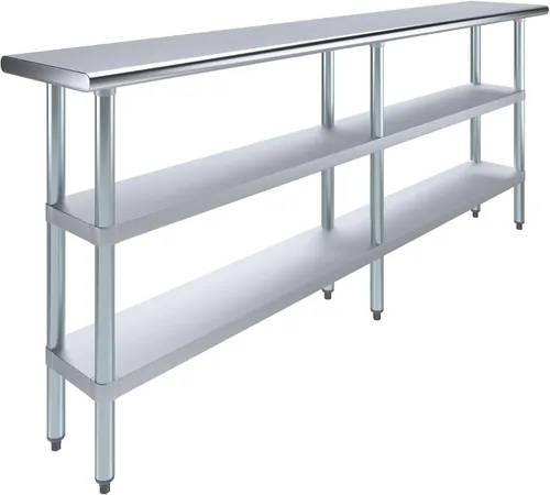 Miniatura 26 de Mesa de trabajo de acero inoxidable con 2 estantes Mesa de utilidad de metal Mesa de utilidad NSF para uso comercial y residencial