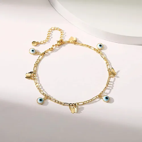Miniatura 8 de Tobillera para mujer, chapada en oro de 18 quilates, tobillera con dije de oro, impermeable, para verano, playa, cadena de pie, joyería para regalos