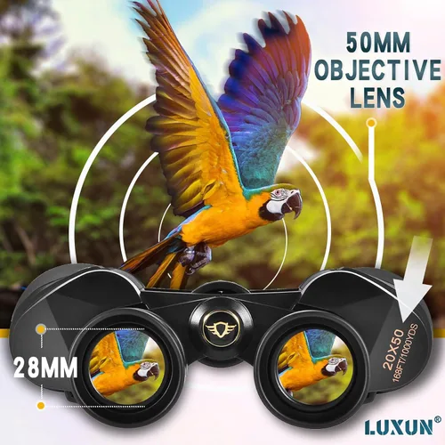 Miniatura 3 de LUXUN Prismáticos para adultos de alta potencia, prismáticos de 20 x 50 con lente BAK4 Prism FMC, telescopio impermeable para observación de aves