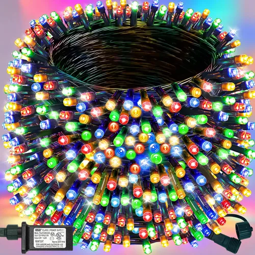 Miniatura 13 de Decute - Tira de luces de Navidad, impermeable, 300 LED, 105 pies, certificado UL con enchufe de extremo a extremo, 8 modos, guirnalda de luces