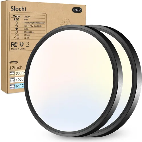 Miniatura 23 de Paquete de 2 lámparas LED de techo empotradas, 3000K-4000K-6500K y equivalente a 100W, lámpara de techo empotrada moderna para cocina de 15W