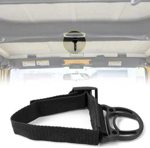 Miniatura 4 de JeCar 2 piezas de gancho para barra enrollable para colgar ropa para Jeep Wrangler CJ YJ TJ LJ JK JKU JL JLU JT Sports Sahara Freedom Rubicon & Negro