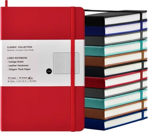 Miniatura 11 de Coopay Paquete de 6 cuadernos A5 a granel, 160 páginas, papel grueso de 3.53 oz/yd², 8.3 x 5.5 pulgadas, tapa dura con forro de cuero
