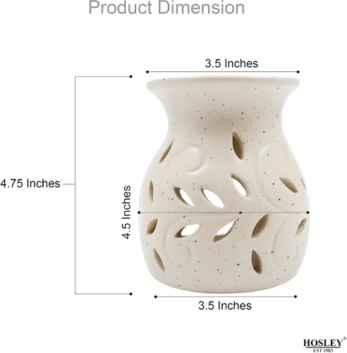 Miniatura 3 de Hosley Elegantes calentadores de aceite de cerámica con patrón de hojas y diseño moteado de 4.5 pulgadas de alto, compatible con aromaterapia