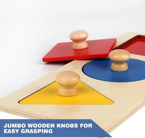 Miniatura 3 de Rompecabezas Montessori de Múltiples Formas, Primeras Formas, Rompecabezas de Madera con Perilla Jumbo, Rompecabezas de Formas Geométricas