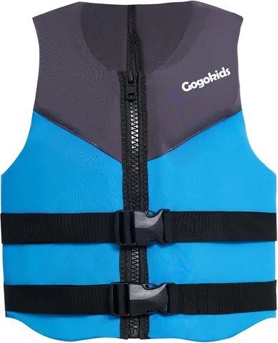 Gogokids Chaleco de natación juvenil para niños, adolescentes, niños y niñas, 50-90 libras y 75-125 libras, chaqueta de natación de tela 3D suave,