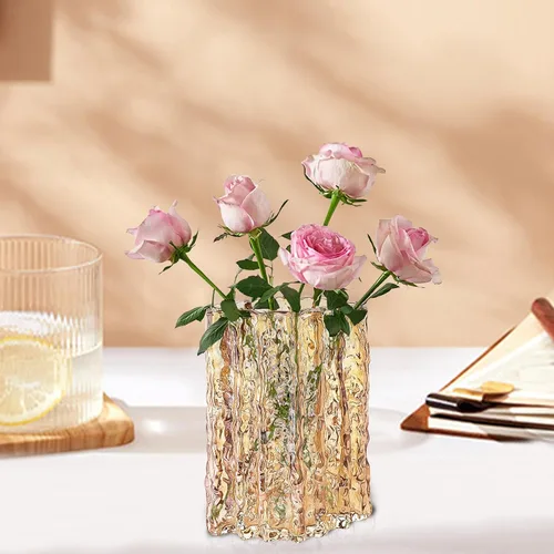 Miniatura 6 de Aoderun Jarrón de cristal de cristal resistente para mesa de comedor, cocina, oficina, hogar, estante, boda, sala de estar, centros de mesa (ámbar)