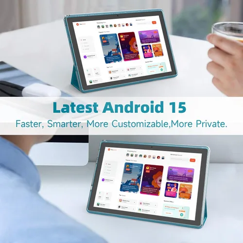 Miniatura 7 de Tableta de 10 pulgadas con teclado Android 15 (NO GO) Tabletas 2 en 1 Tableta 18GB RAM 128GB Soporta expansión de 2TB Tabletas incluyen estuche Azul