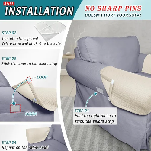 Miniatura 5 de Roytub Fundas para Brazos de Sofá, Funda Transpirable para Reposabrazos de Sofá, Sillón, Loveseat, Fundas para Brazos de Reclinable Resistentes a